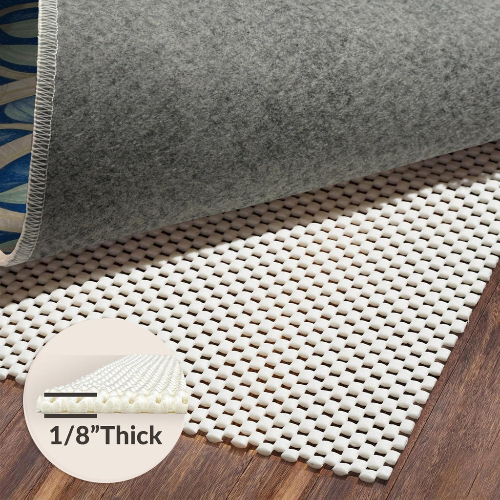 Abstract Beige Curved Stripes Rug