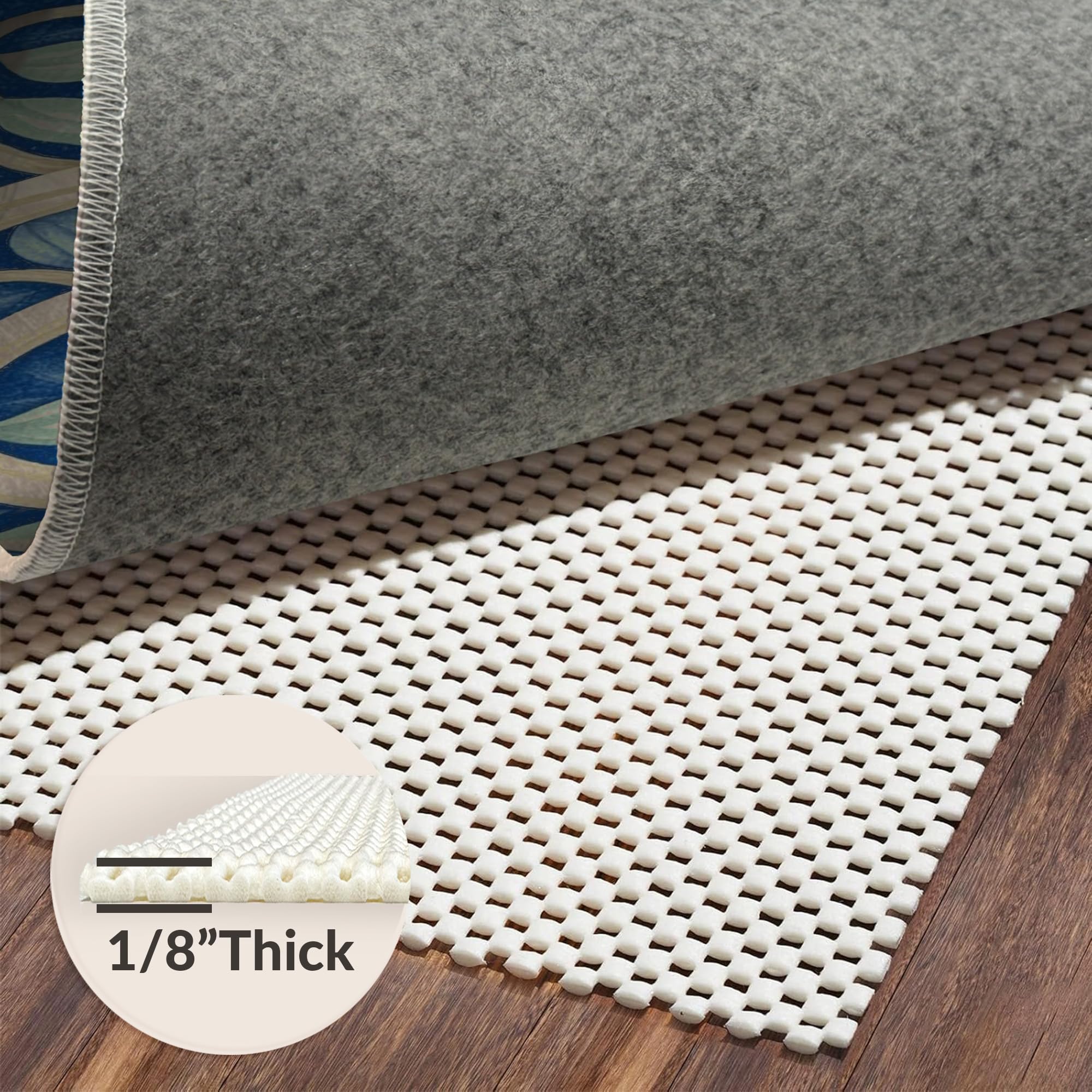 Abstract Beige Curved Stripes Rug