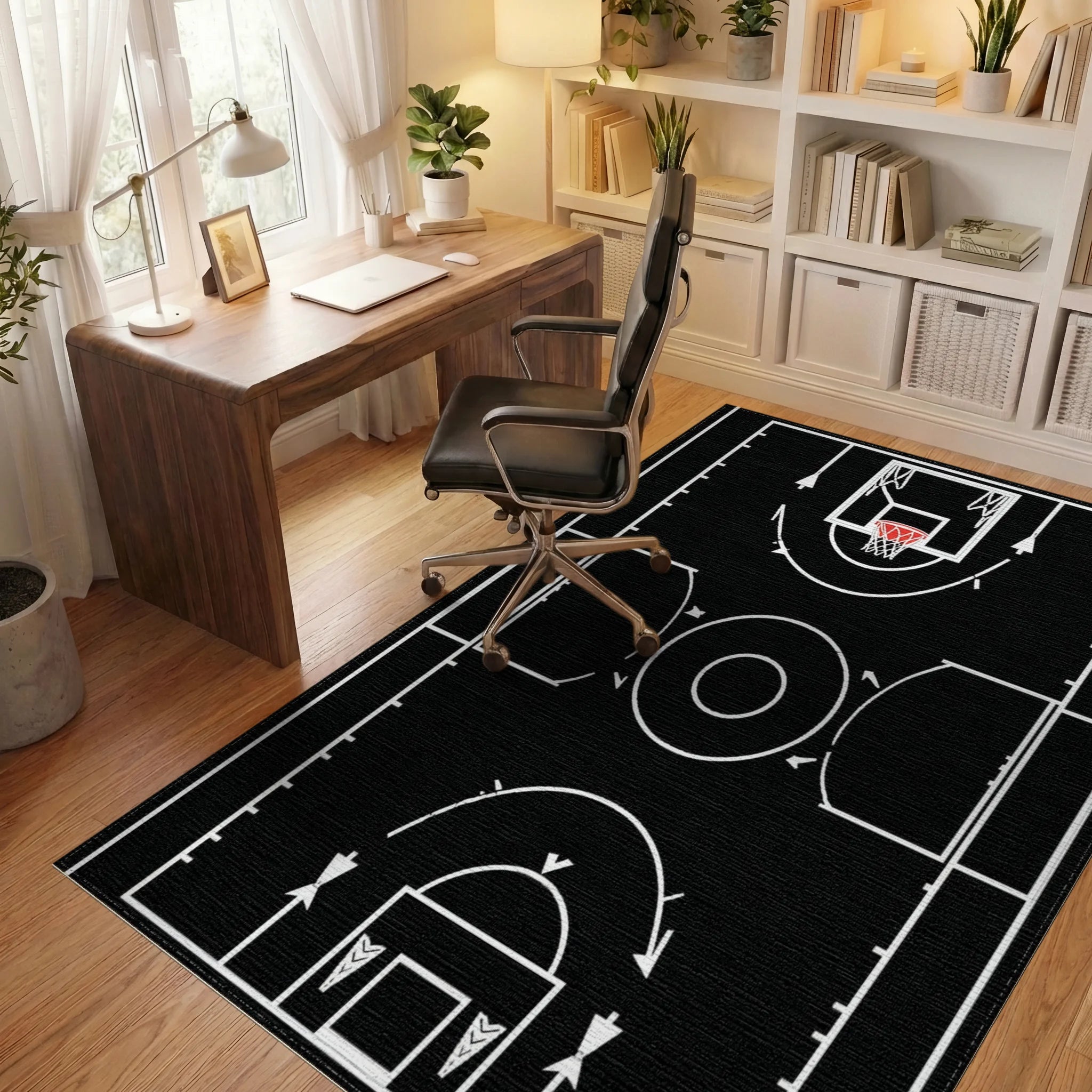 Abstract Basketball Court Strategy Diagram Rug - Office View