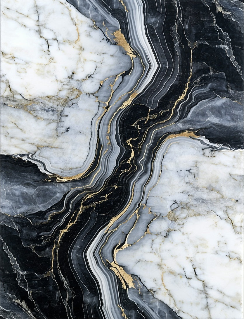 Abstract Gold Vein Marble Pattern Rug