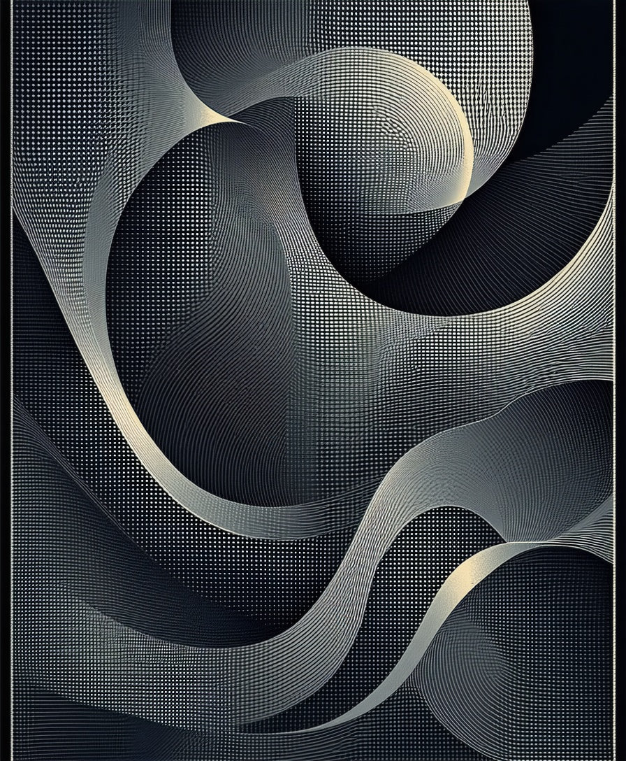 Abstract Flowing Lines Dots Design Rug