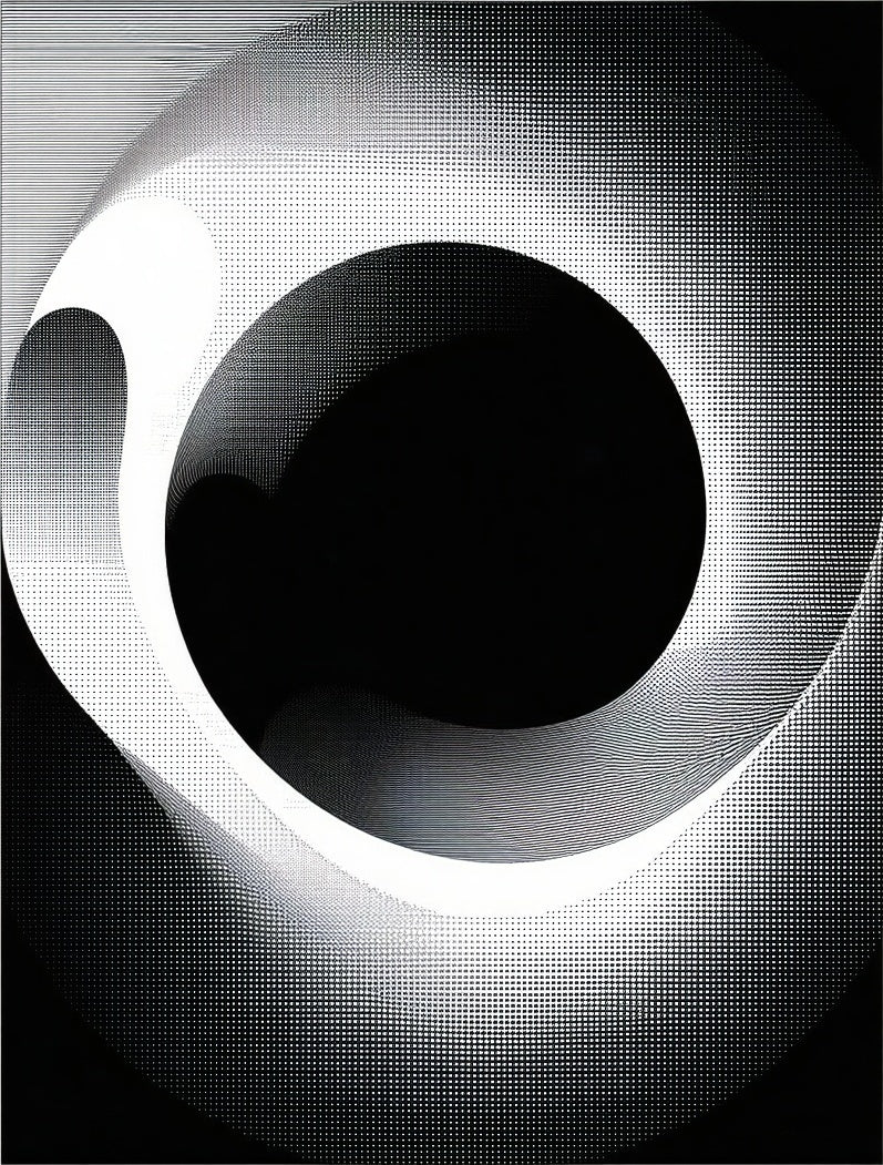 Abstract Linear Halftone Spiral Rug