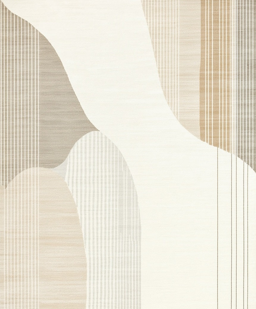 Abstract Beige Fluid Wave Rug