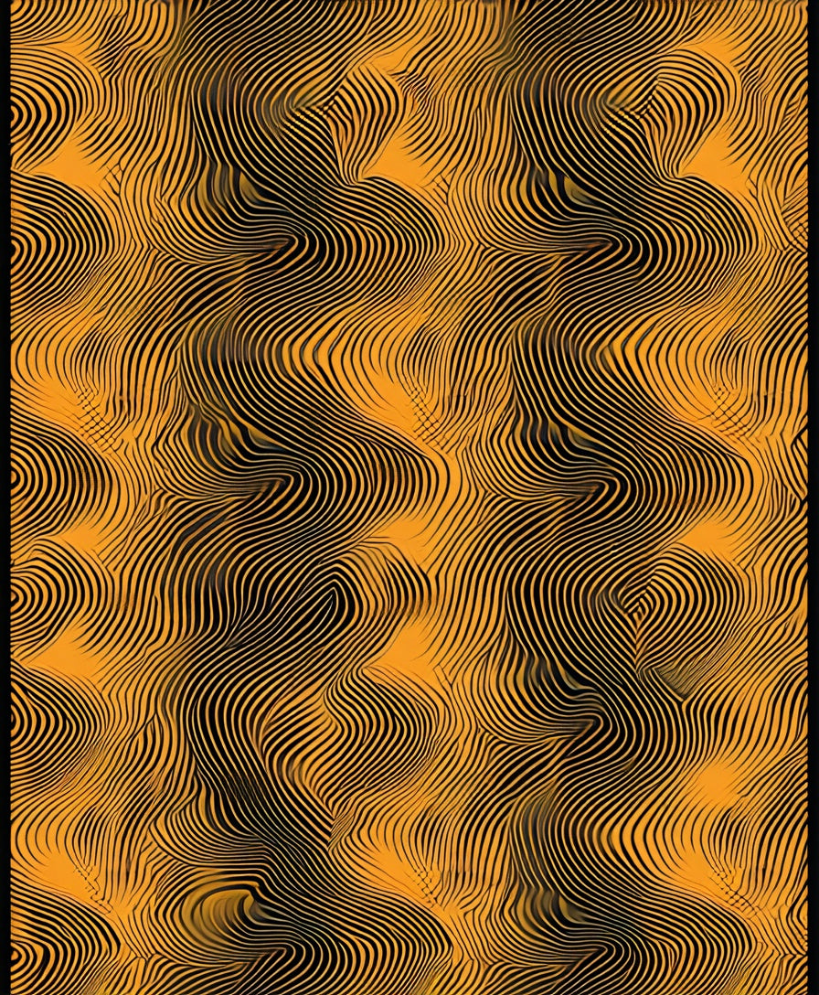 Abstract Golden Waves Pattern Rug