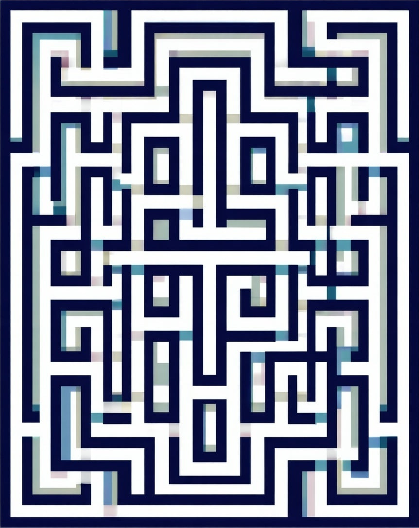 Abstract Navigational Maze Pattern Rug