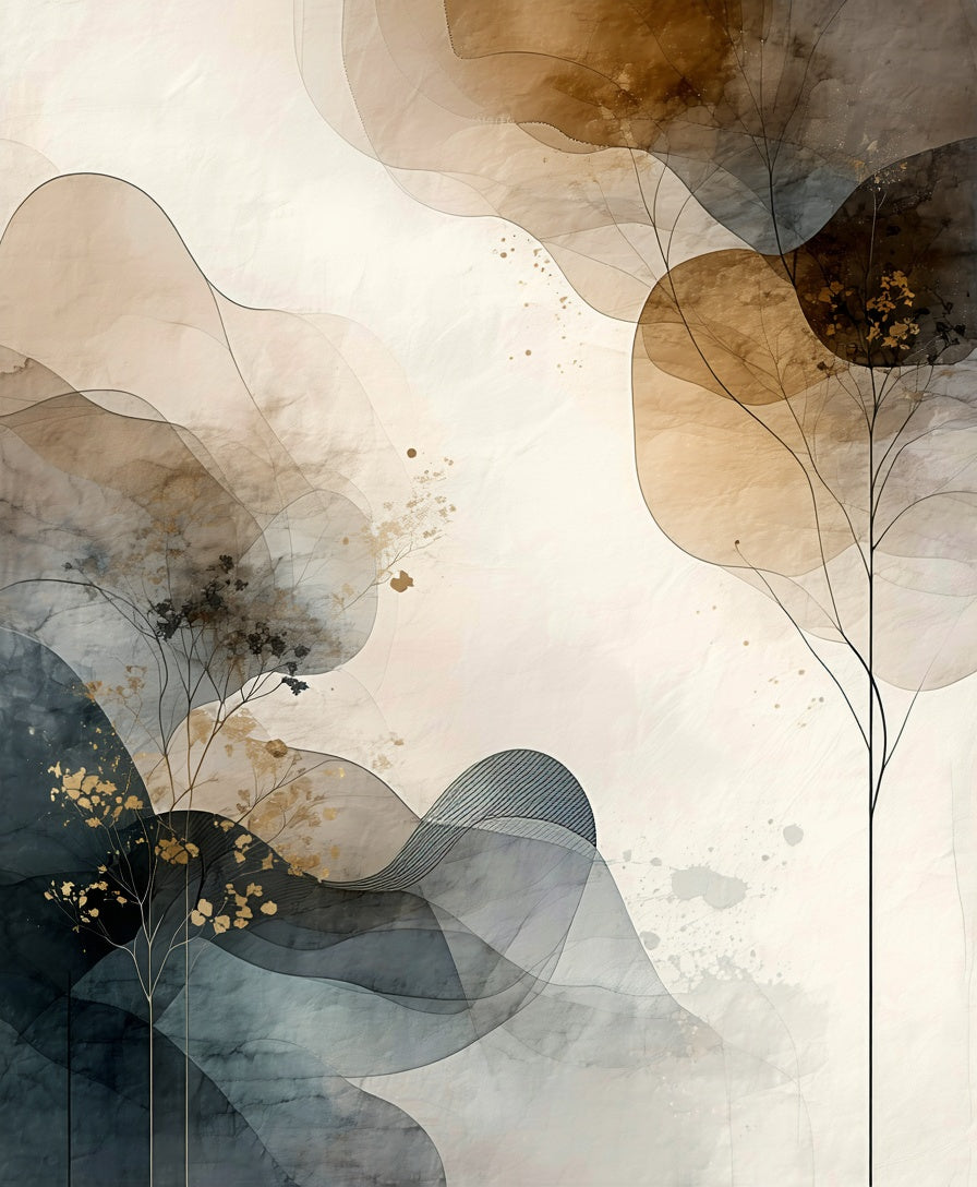 Abstract Ink Wash Nature Landscape Rug