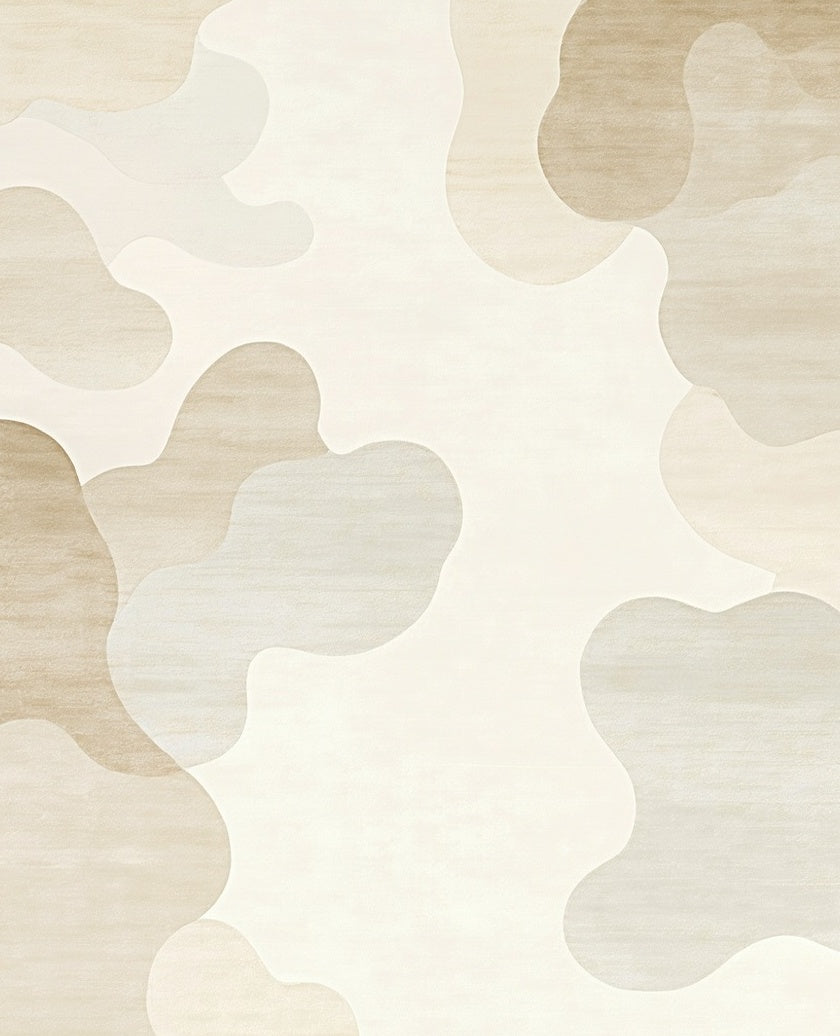 Abstract Beige Organic Shapes Rug