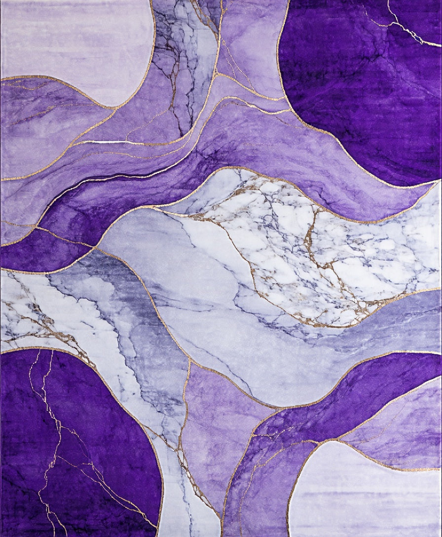 Abstract Amethyst Wave Pattern Rug