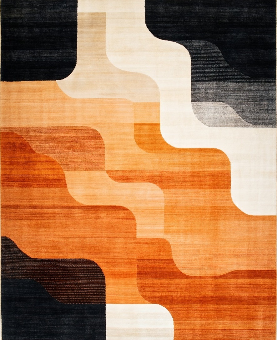 Abstract Orange Gradient Wave Rug