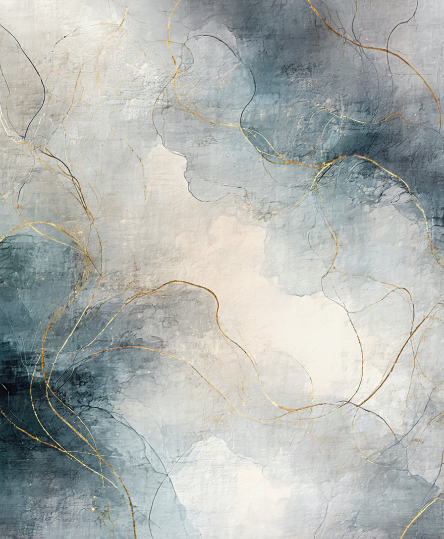 Abstract Fluid Navy Gold Rug