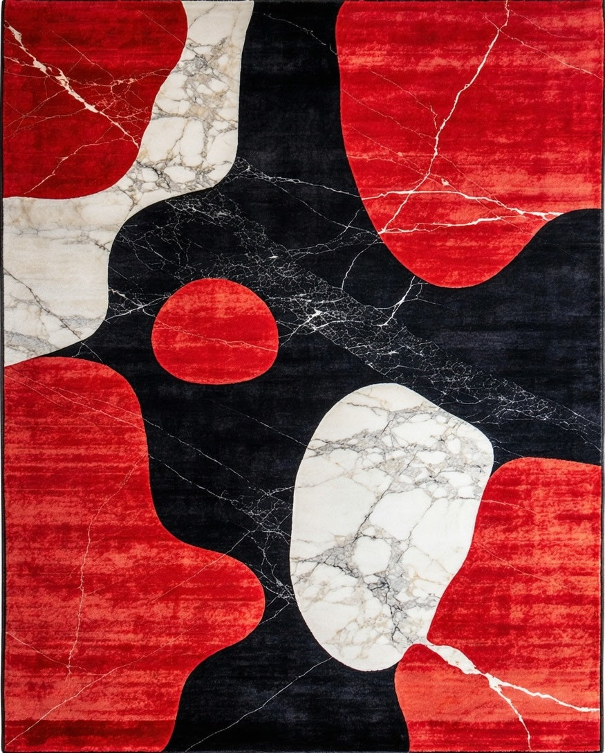 Abstract Bold Shape Marble Rug