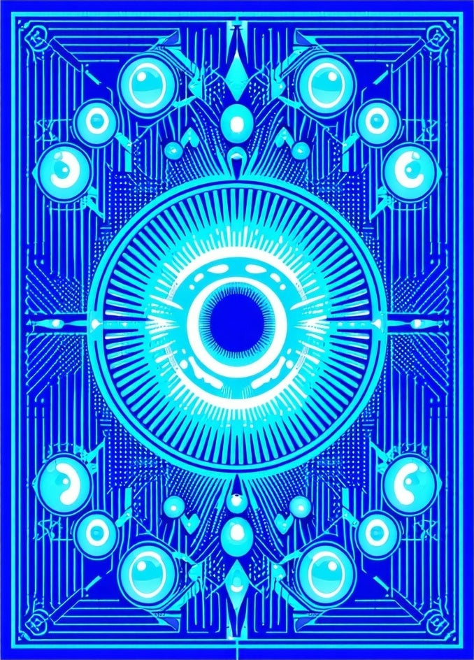 Abstract Blue 3D Eye Pattern Rug