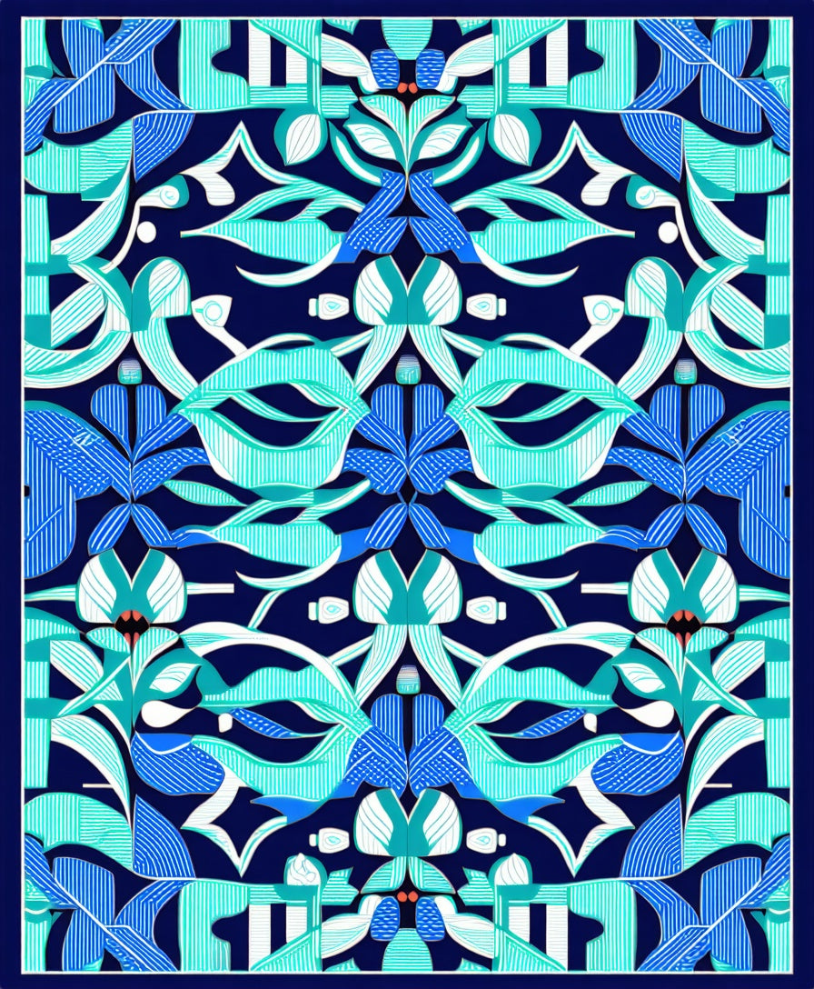 Abstract Floral Pattern Geometric Design Rug