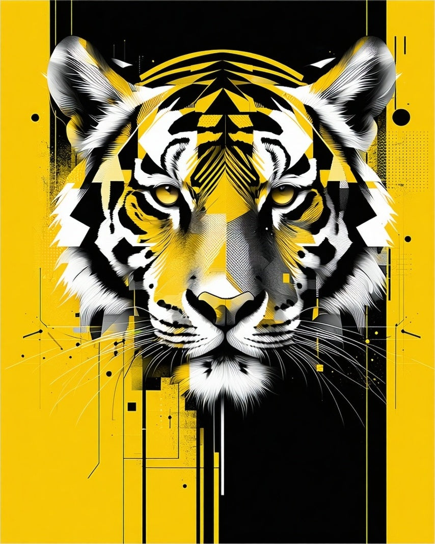 Abstract Geometric Tiger Face Rug