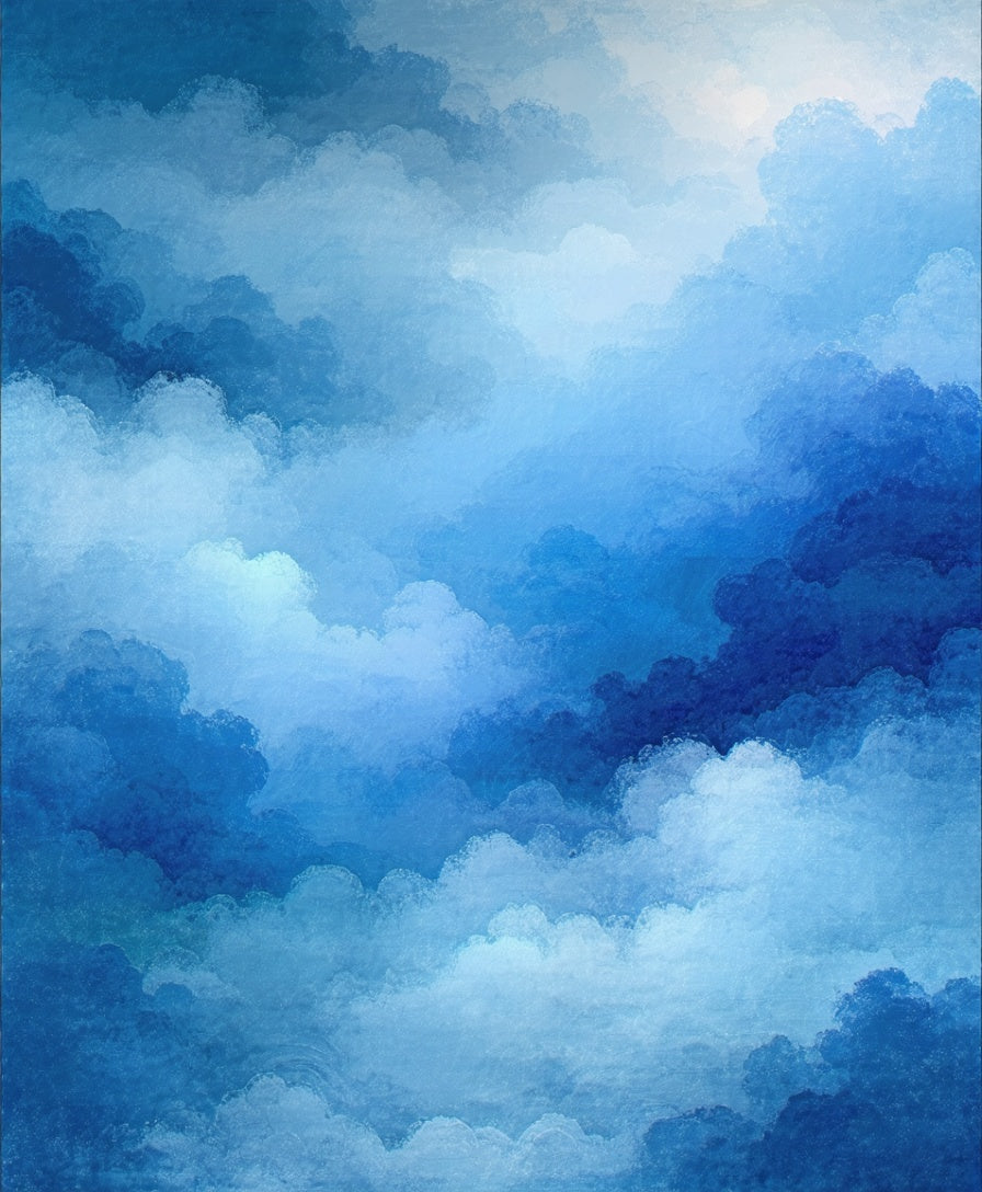 Abstract Blue Cloudy Sky Art Rug