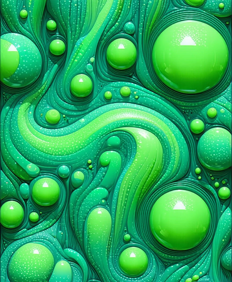 Abstract Green Swirls Bubbles Design Rug