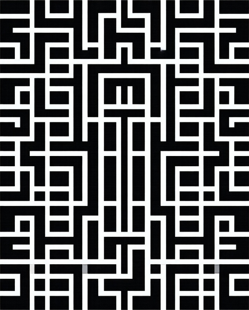 Abstract Black 2 White Linear Maze Rug