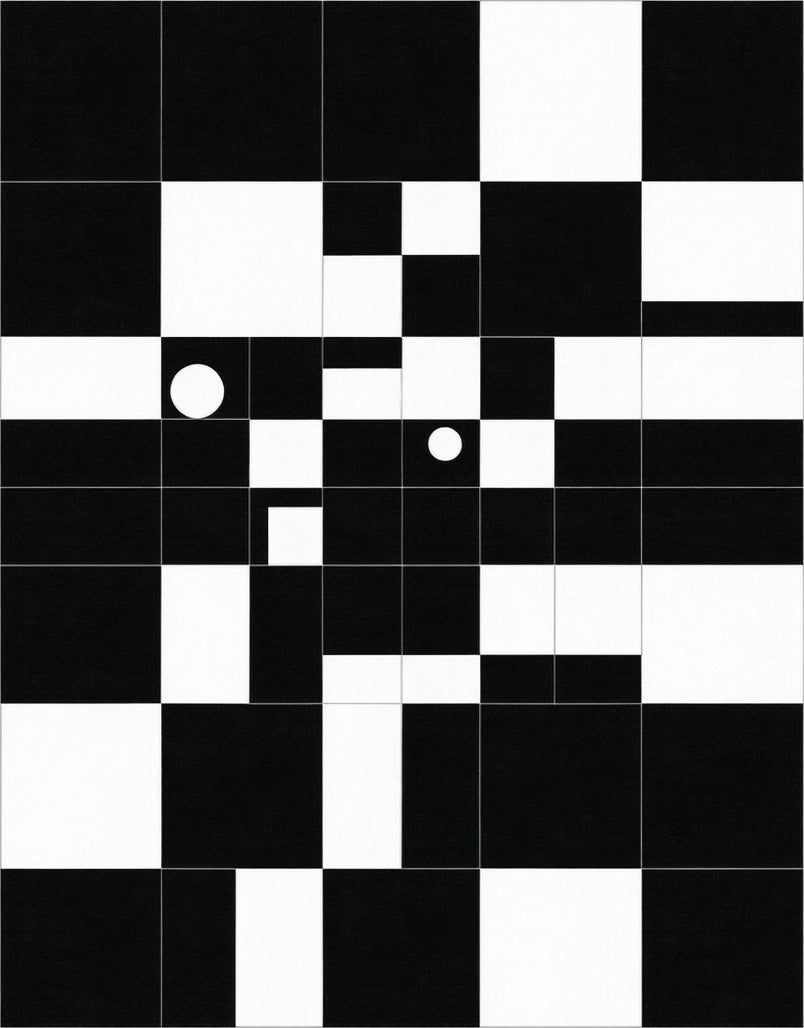 Abstract Black White Grid Design Rug