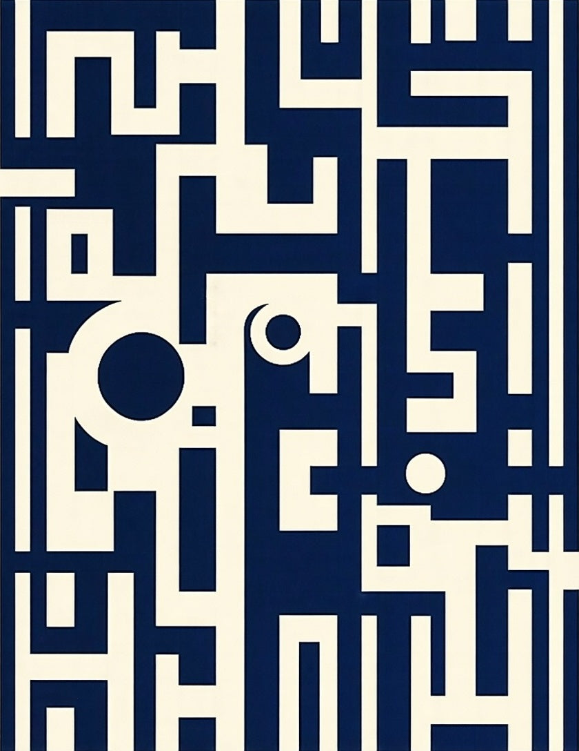 Abstract Geometric Maze Style Rug
