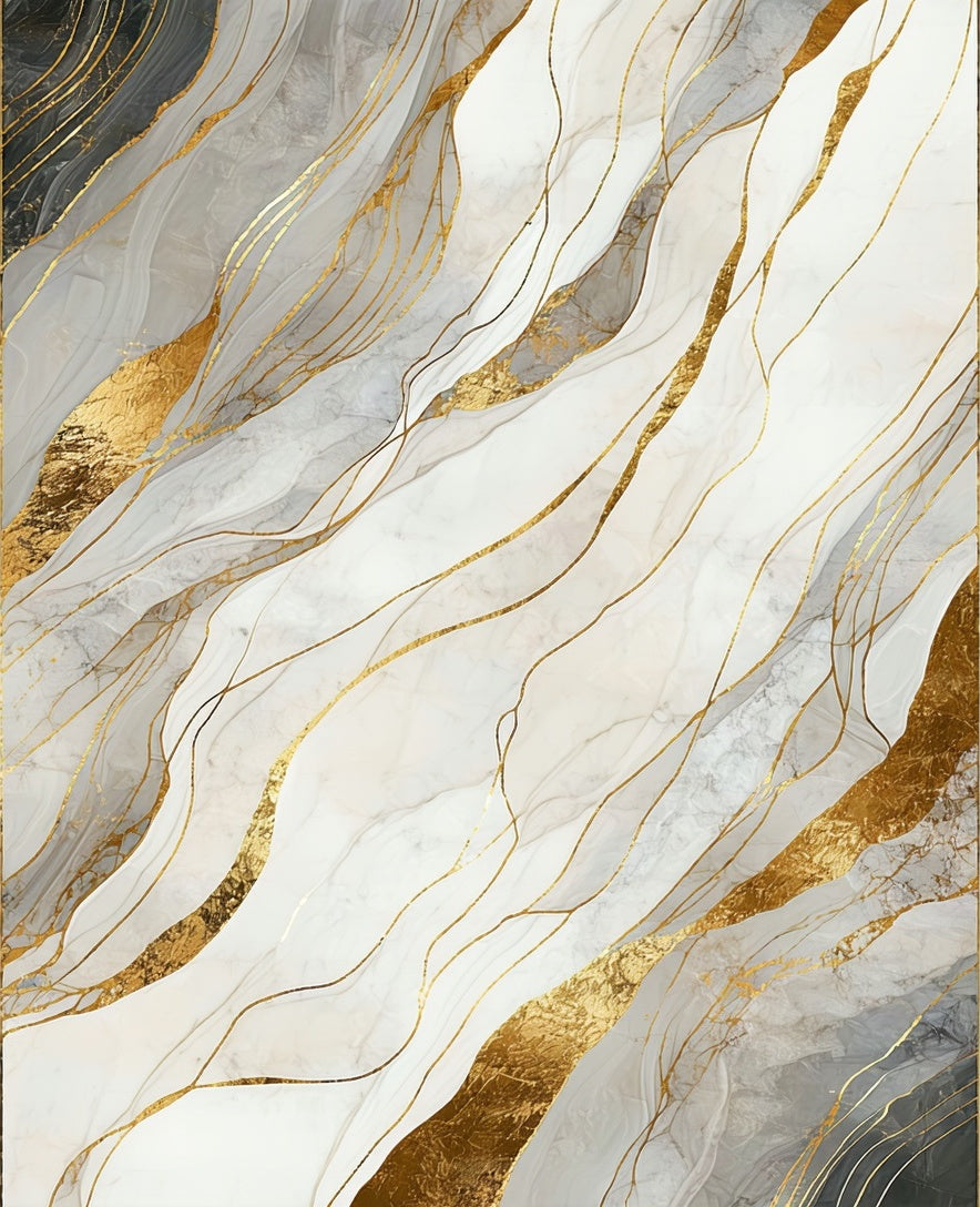 Abstract Gold Swirl Marble Pattern Rug