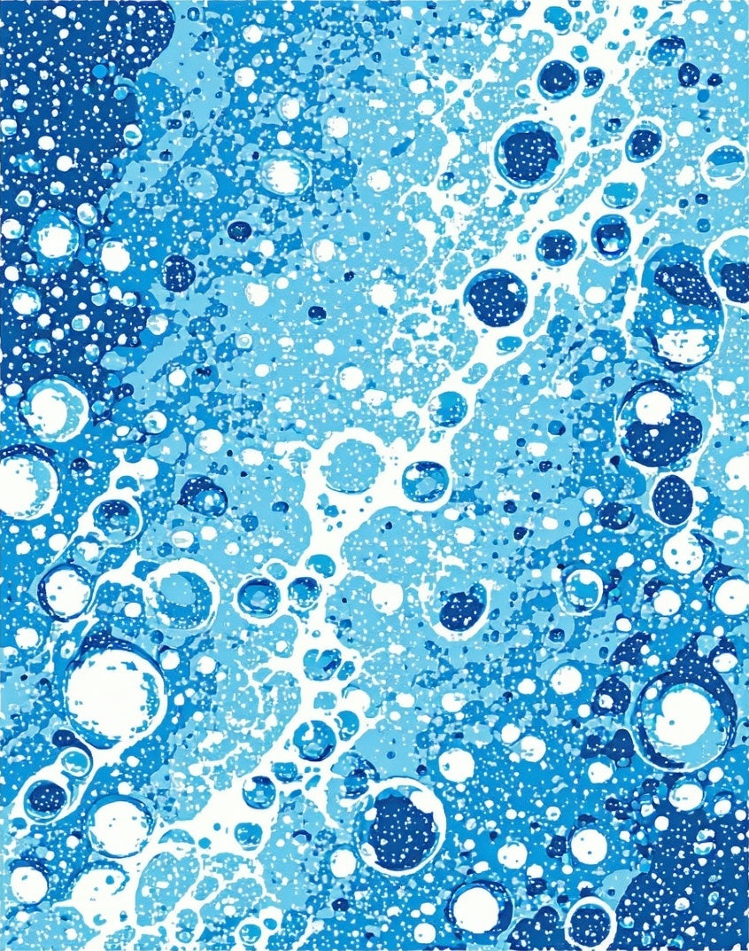 Abstract Blue Bubble Splash Pattern Rug