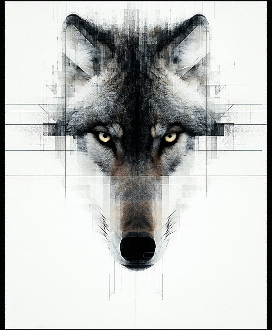 Abstract Geometric Wolf Face Rug