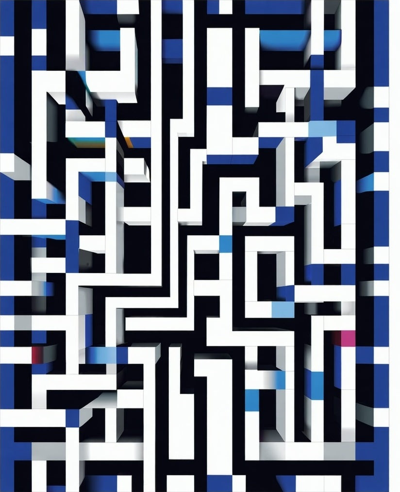 Abstract Maze Geometric Design Rug