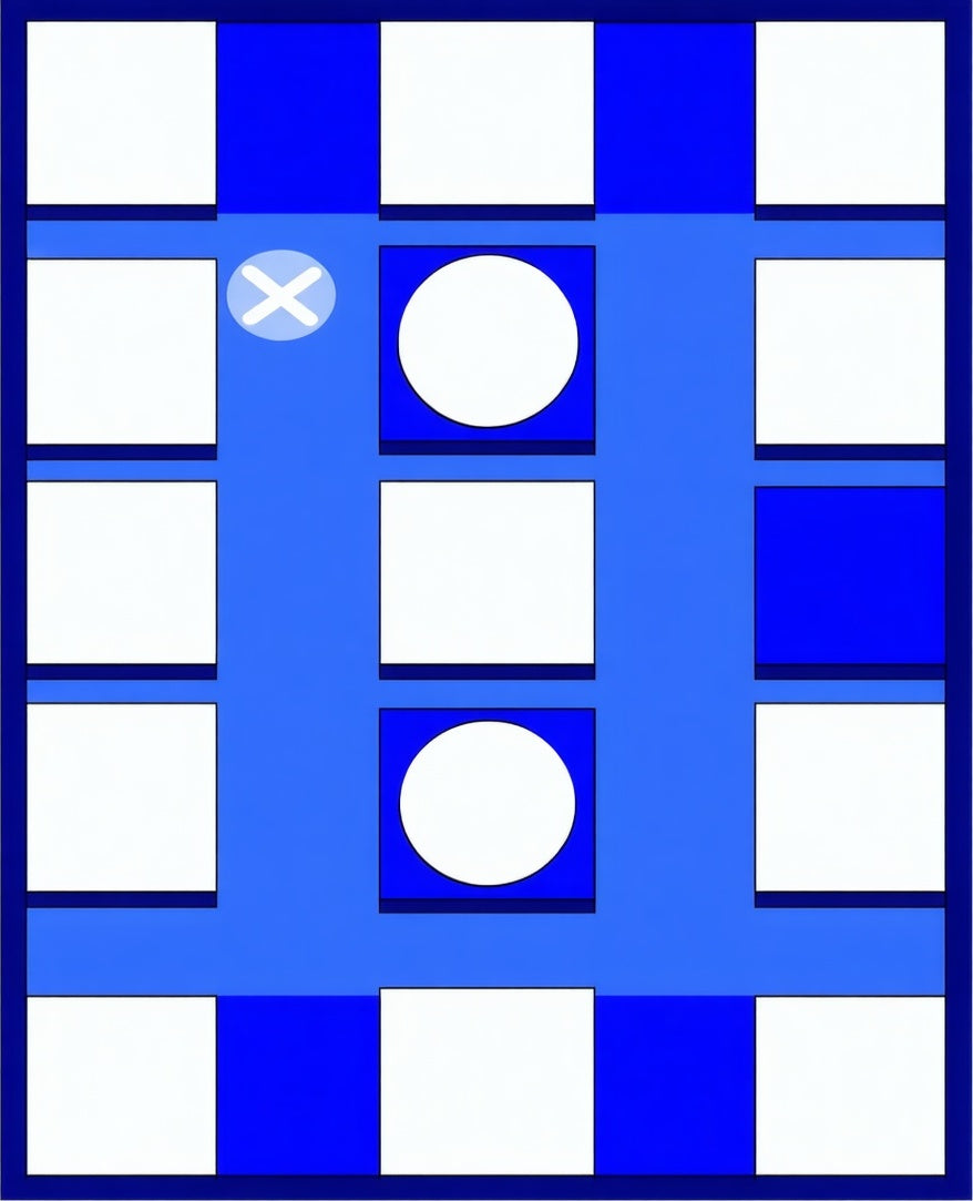 Abstract Blue White Geometric Squares Rug