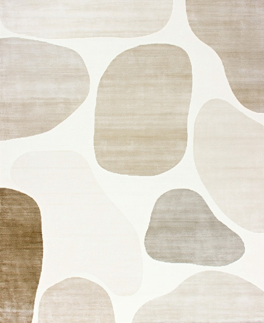 Abstract Neutral Pebble Rug