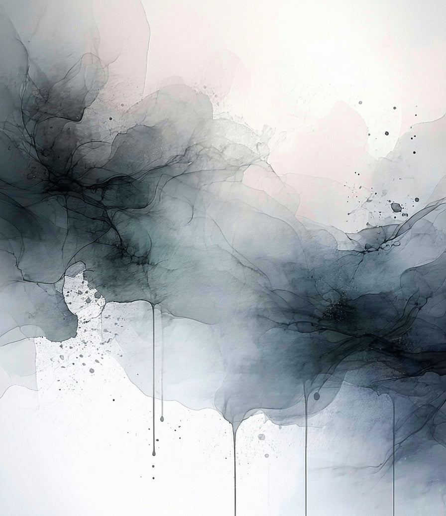 Abstract Ink Wash Flowing Design Rug