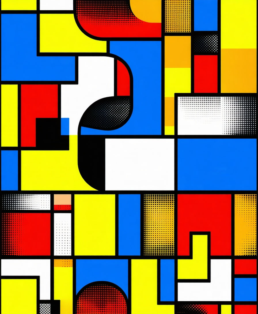 Abstract Geometric Shape Primary Colors Rug