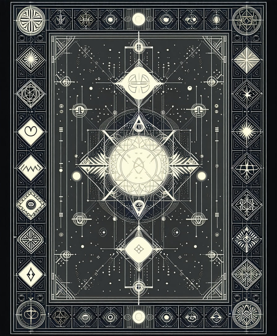Abstract Geometric Cosmic Patterns Rug