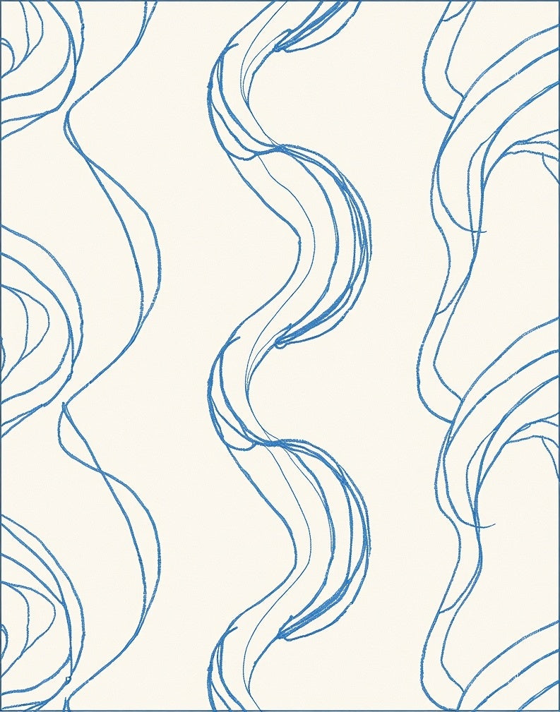 Abstract Blue Wavy Lines Rug