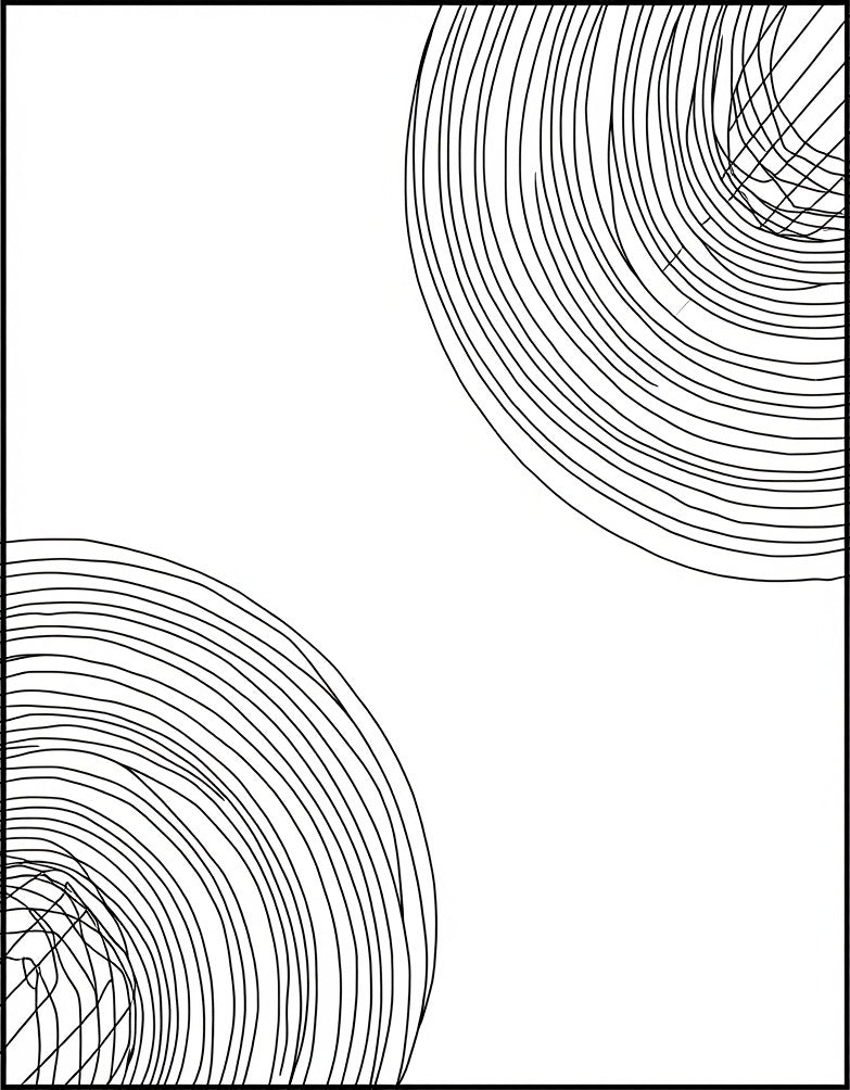 Abstract Black Swirls Corner Rug