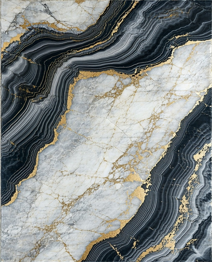 Abstract Marble Gold Veined Design Rug