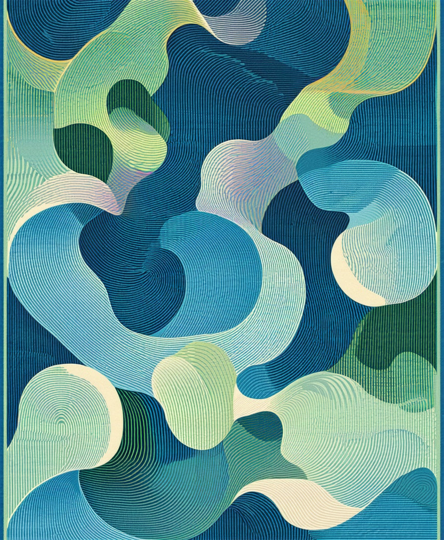 Abstract Flowing Contour Pattern Rug