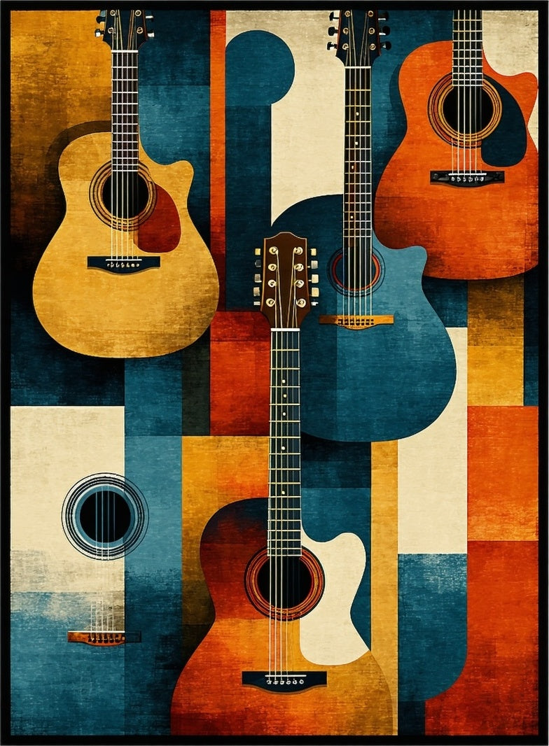Abstract Guitar Collection Art Rug