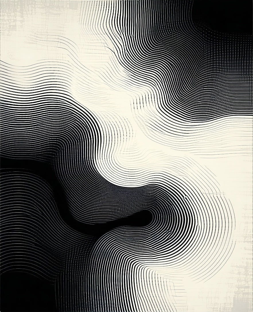 Abstract Black White Wavy Lines Rug