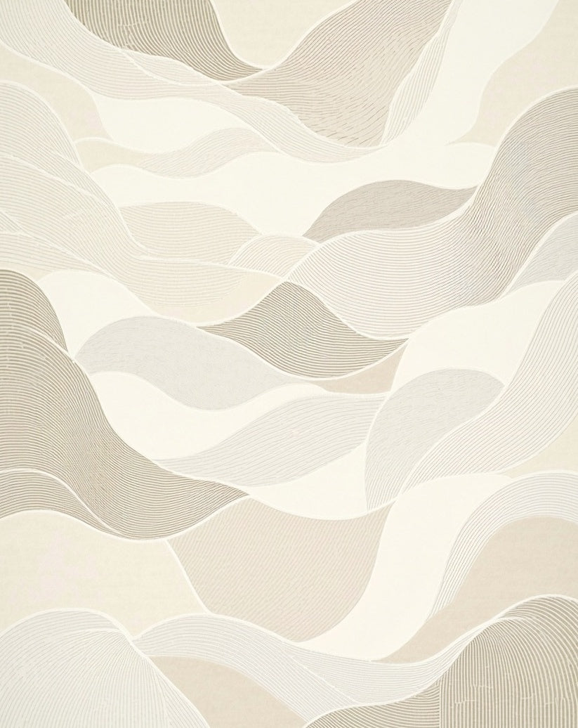 Abstract Beige Flowing Waves Rug