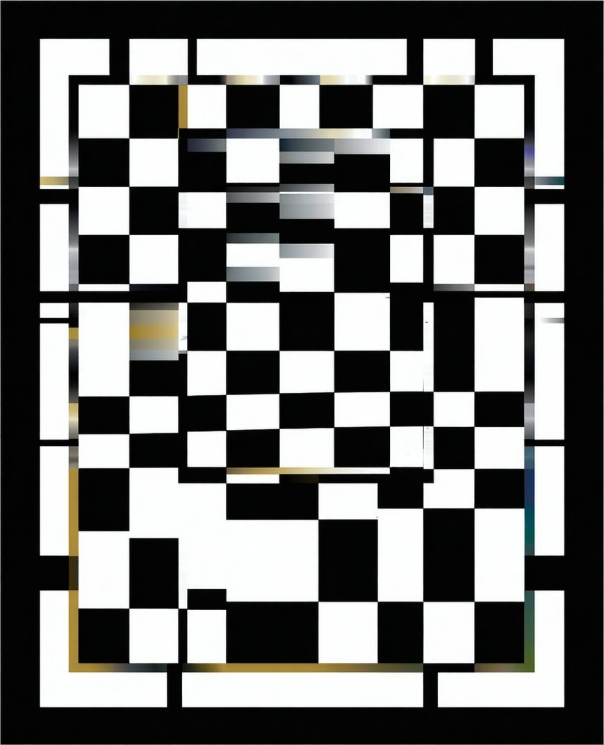 Abstract Glitch Chessboard Pattern Rug