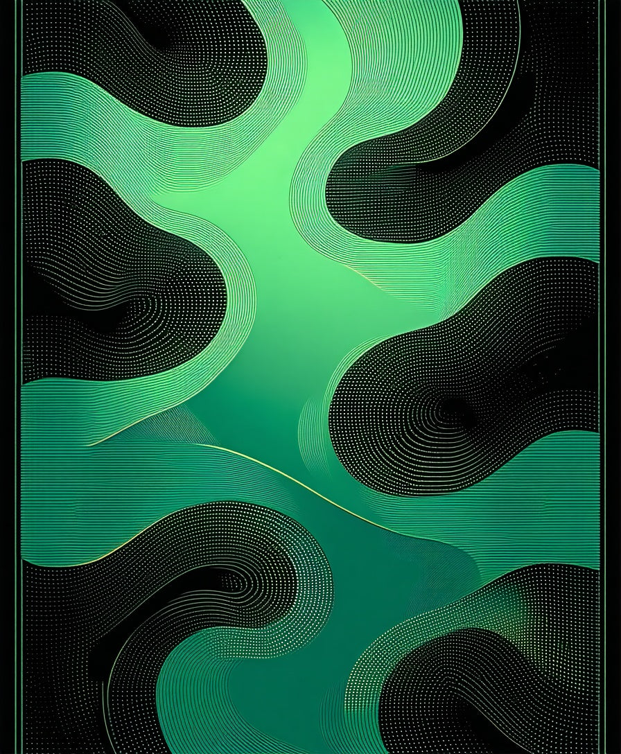 Abstract Green Wave Pattern Rug
