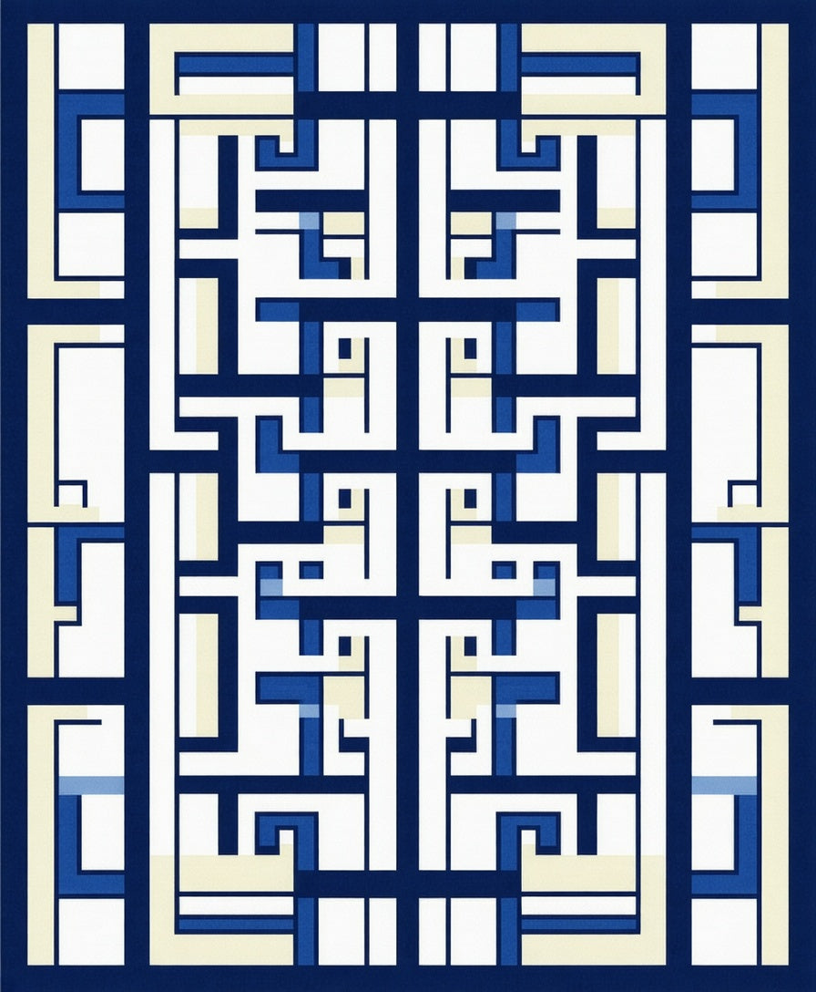 Abstract Geometric Maze Pattern Rug