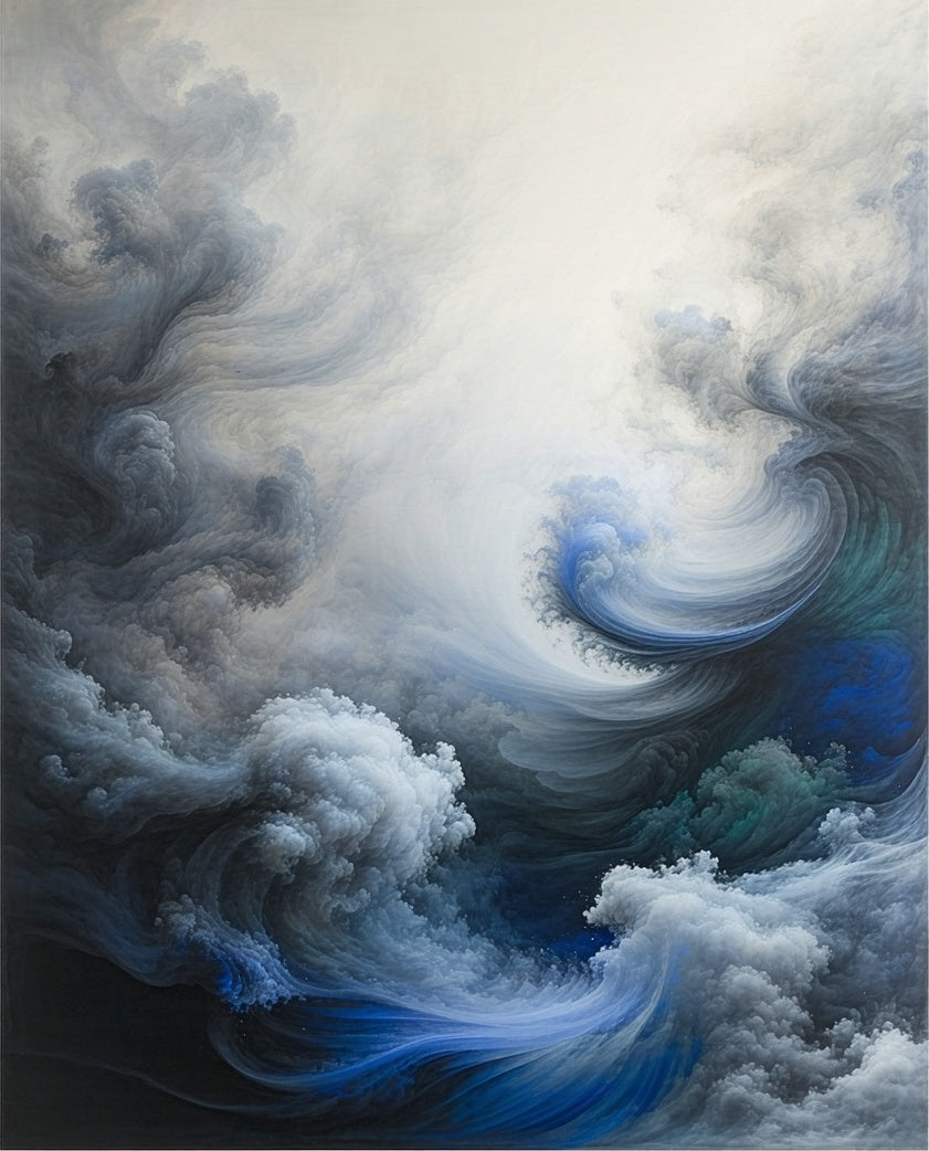 Abstract Deep Blue Swirl Pattern Rug