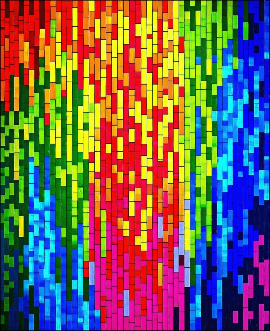 Abstract Rectangular Color Cascade Rug