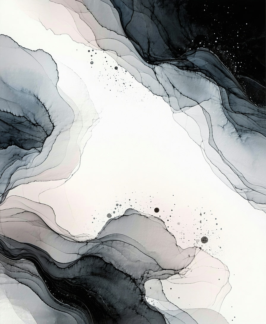 Abstract Ink Wash Swirl Pattern Rug