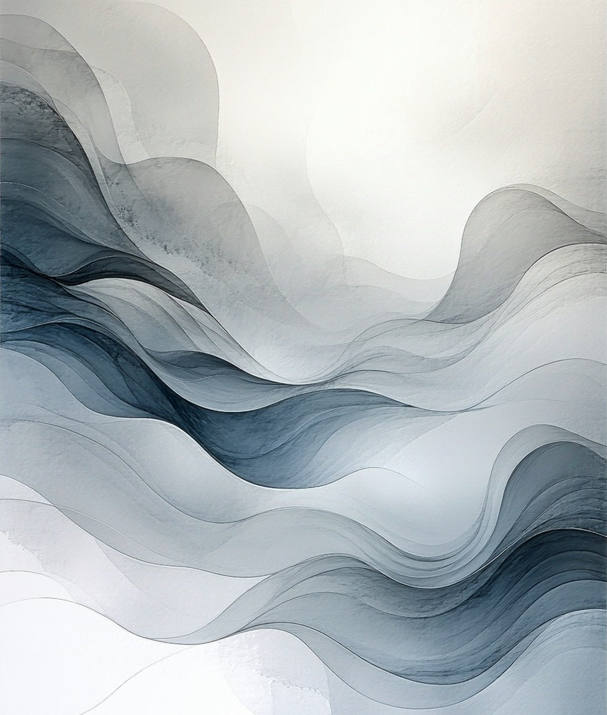 Abstract Ink Wash Waves Rug