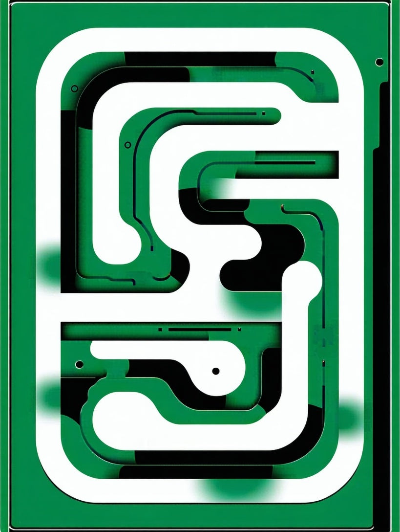 Abstract Green White Maze Design Rug