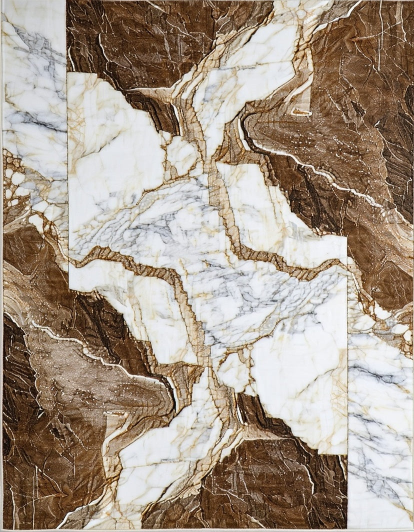 Abstract Marble Inspired Geometric Design Rug