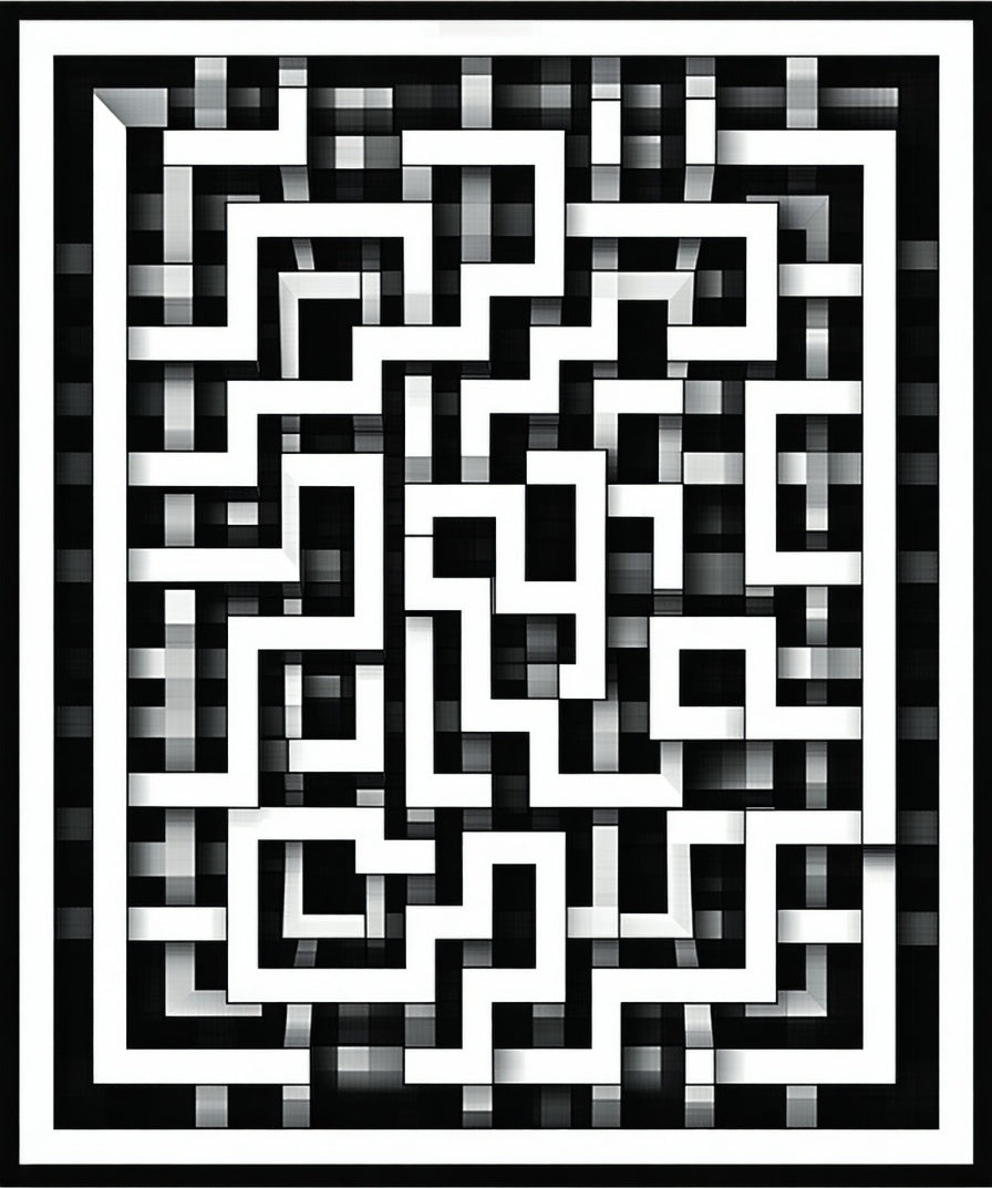 Abstract Geometric Maze Pattern Rug