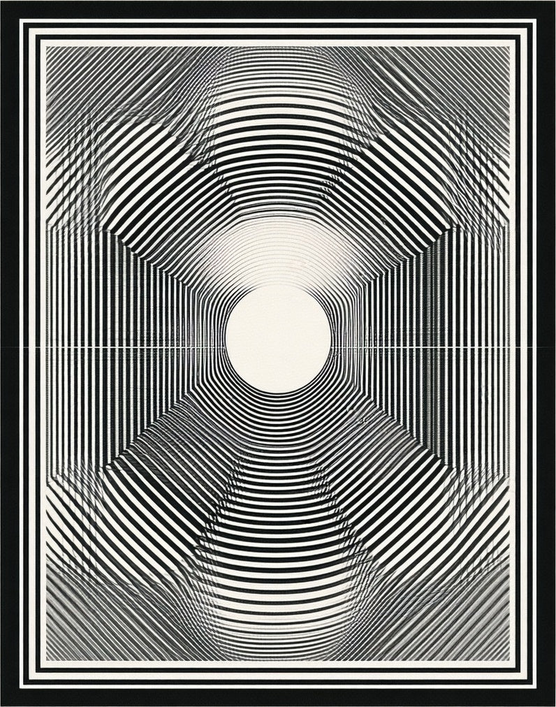 Abstract Black White Geometric Op Art Rug